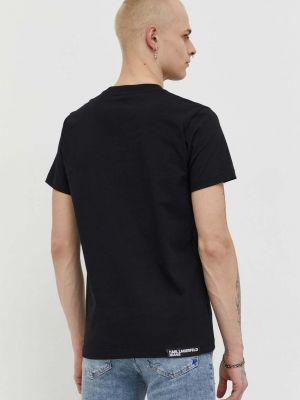 Bavlněné tričko s aplikacemi Karl Lagerfeld Jeans černé