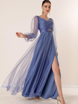 Μάξι φόρεμα με λαιμόκοψη v από τούλι ντραπέ By Saygı