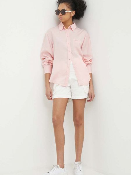 Koszula relaxed fit Lacoste różowa