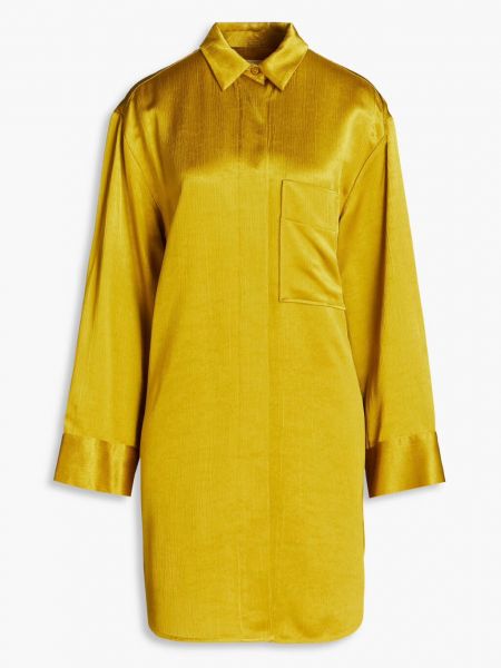 Платье-рубашка мини Olisse из жатого атласного крепа By Malene Birger, шалфей зеленый