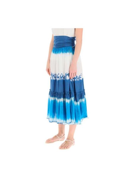 Tie dye spódnica midi Alberta Ferretti niebieska
