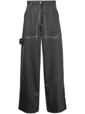 Vlněné kalhoty relaxed fit Stella Mccartney šedé