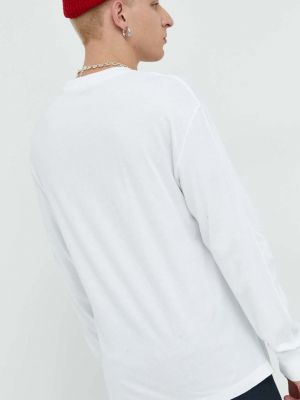 Bavlněné tričko s dlouhým rukávem s dlouhými rukávy Abercrombie & Fitch bílé