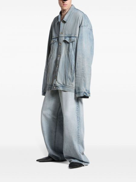 Veste en jean en coton à imprimé Balenciaga