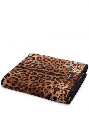 Pamučni kućni ogrtač s printom s leopard uzorkom Dolce & Gabbana smeđa