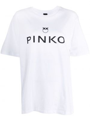 Tricou din bumbac cu imagine Pinko alb
