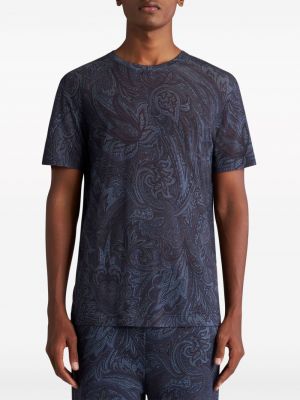 T-krekls ar apdruku ar lāsīšu rakstu Etro zils
