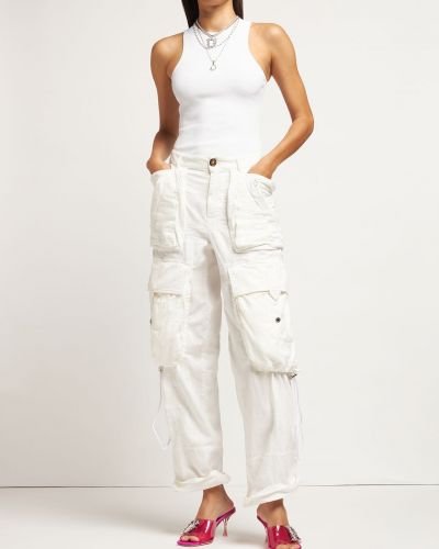 Pantalon cargo taille basse en coton Dsquared2 blanc