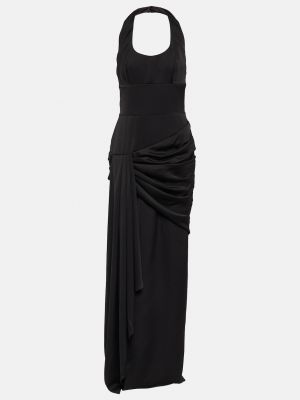 Атласное длинное платье с драпировкой Rasario черное