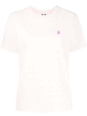 Bomull brodert t-skjorte A Bathing Ape® rosa