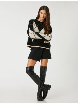 Pleteni dugi džemper sa dugačkim rukavima Koton crna
