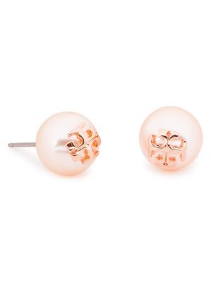 Kolczyki z perełkami z kryształkami z różowego złota Tory Burch