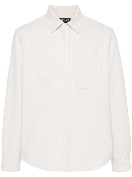 Δερμάτινο πουκάμισο με τσέπες Zegna λευκό