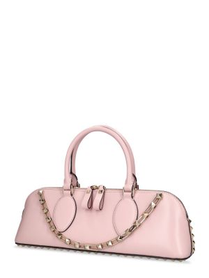 Kožená taška Valentino Garavani ružová