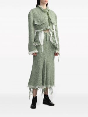 Veste à franges en tweed Yuhan Wang vert