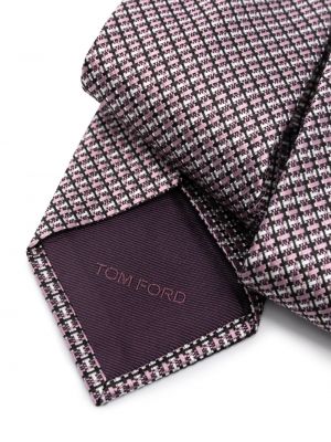 Jedwabny krawat w paski Tom Ford różowy