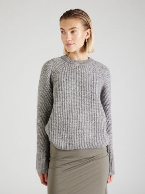 Меланжов пуловер Nümph сиво