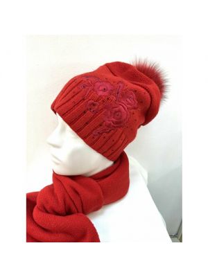 Комплект FORTI Комплект шапка + шарф женский зимний зимний, шерсть, OneSize красный