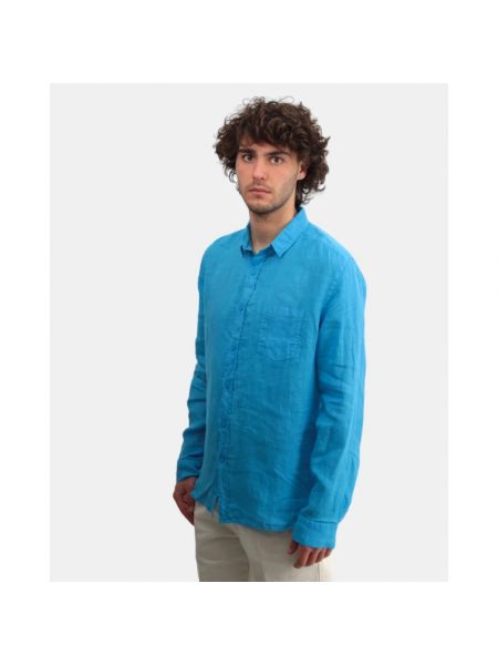 Camisa de lino 40weft azul