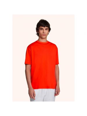 Koszulka bawełniana z okrągłym dekoltem Kiton pomarańczowa