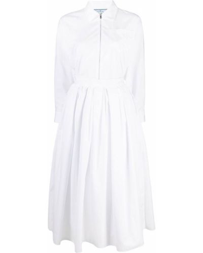 Vestido midi con cremallera Prada blanco