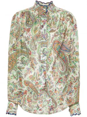 Pamučna bluza s printom s paisley uzorkom Etro bež