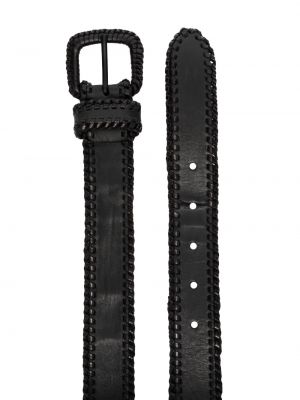 Pletený kožený pásek Giorgio Armani Pre-owned černý