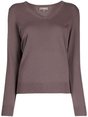 Кашмирен пуловер с v-образно деколте N.peal виолетово