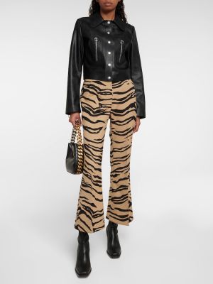 Pantaloni dritti di lana con stampa a righe tigrate Stella Mccartney