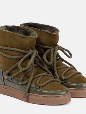 Ankle boots zamszowe na koturnie Inuikii zielone