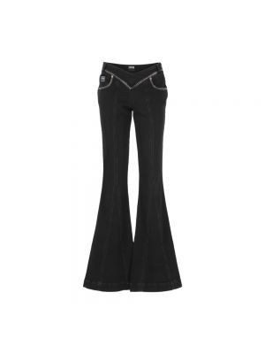 Czarne jeansy dzwony bawełniane Versace Jeans Couture