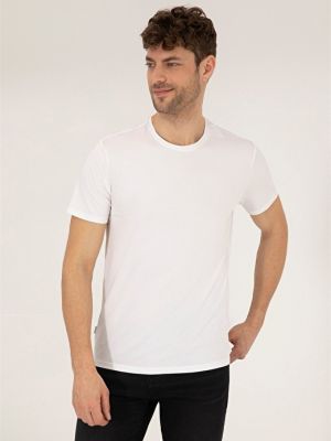 Белая мужская футболка с круглым вырезом Pierre Cardin