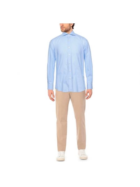 Camisa con bordado de algodón Aquascutum azul