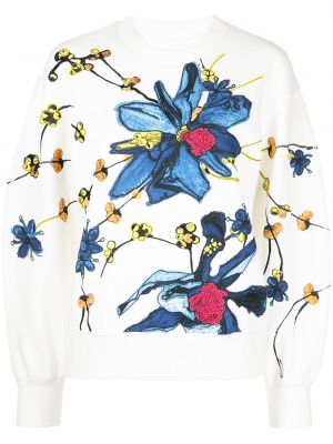 Пуловер на цветя с принт Jason Wu Collection бяло