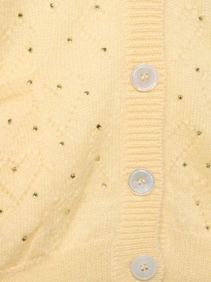 Cardigan tricotate de cristal de mohair Alessandra Rich galben