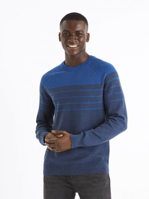 Pamučni džemper Celio plava