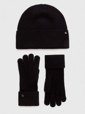 Шерстяные перчатки Lauren Ralph Lauren черные