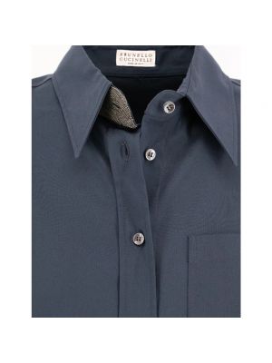 Blusa de algodón Brunello Cucinelli azul
