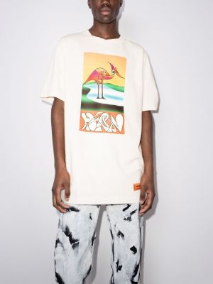 Koszulka z nadrukiem w abstrakcyjne wzory Heron Preston biała