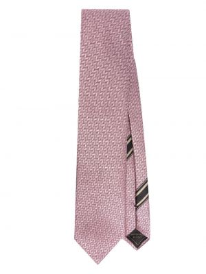 Копринена вратовръзка с принт Brioni розово