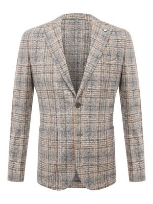 Хлопковый шерстяной пиджак L.b.m. 1911 серый