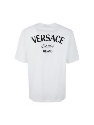Koszulka z nadrukiem z dżerseju Versace biała