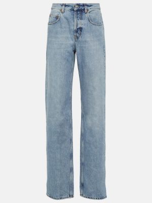 Straight leg jeans a vita alta baggy Saint Laurent blu