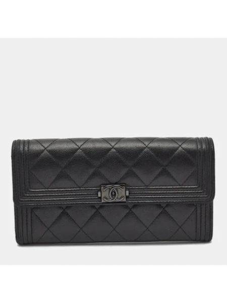 Bolso grande de cuero retro Chanel Vintage negro