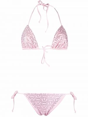Bikini cu imagine Philipp Plein roz