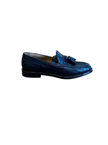 Loafers skórzane klasyczne retro Corvari niebieskie
