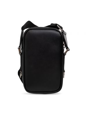 Bolsa de hombro de cuero con estampado Dolce & Gabbana negro