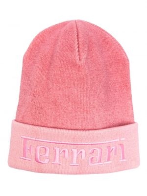 Woll mütze mit stickerei Ferrari pink