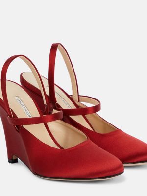 Pantofi cu toc din satin cu pană Emilia Wickstead roșu