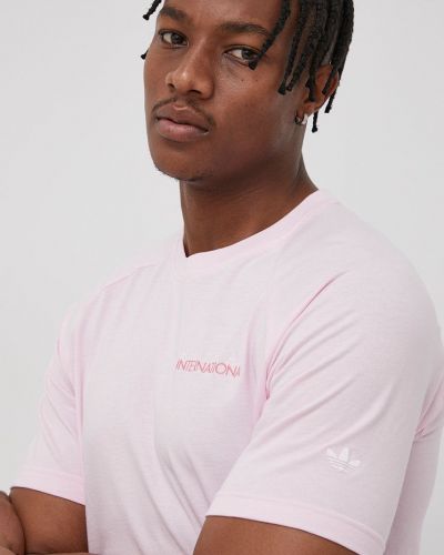 Тениска с дълъг ръкав с принт Adidas Originals розово